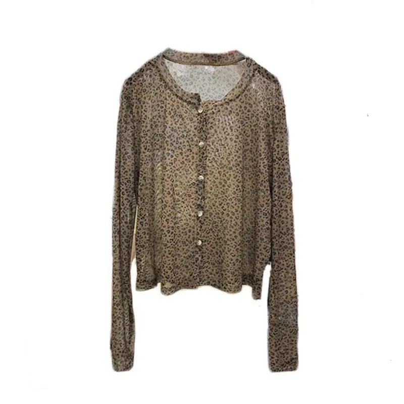 

Net red retro leopard print breasted sunscreen shirt for women in summer 2020