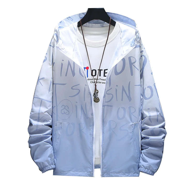 

#2499 Spring Summer Sunscreen Jacket Men Plus Size Long Sleeve Hooded Jackets Coats Male Casual Loose Hoodie Thin Jackets Men