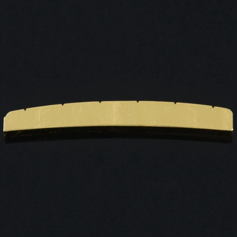 

2 Set Electric Guitar Accessories: 1 Pcs 6 String Brass Gold Bridge Nut & 1 Set 6R Black Locked String Tuning Pegs