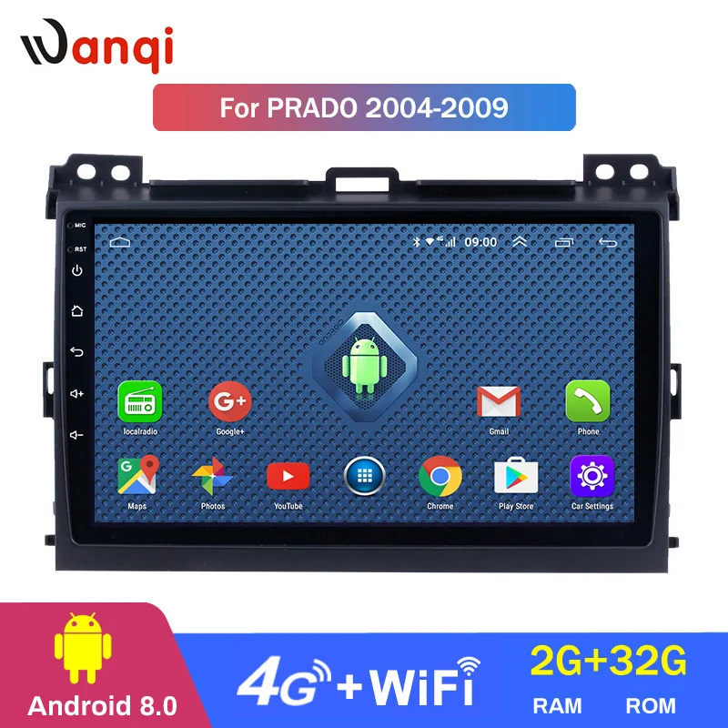 Автомобильный DVD плеер Wanqi4G Lte All Netcom 9 дюймов Android 1 для Toyota Prado 2004 2009 GPS навигация