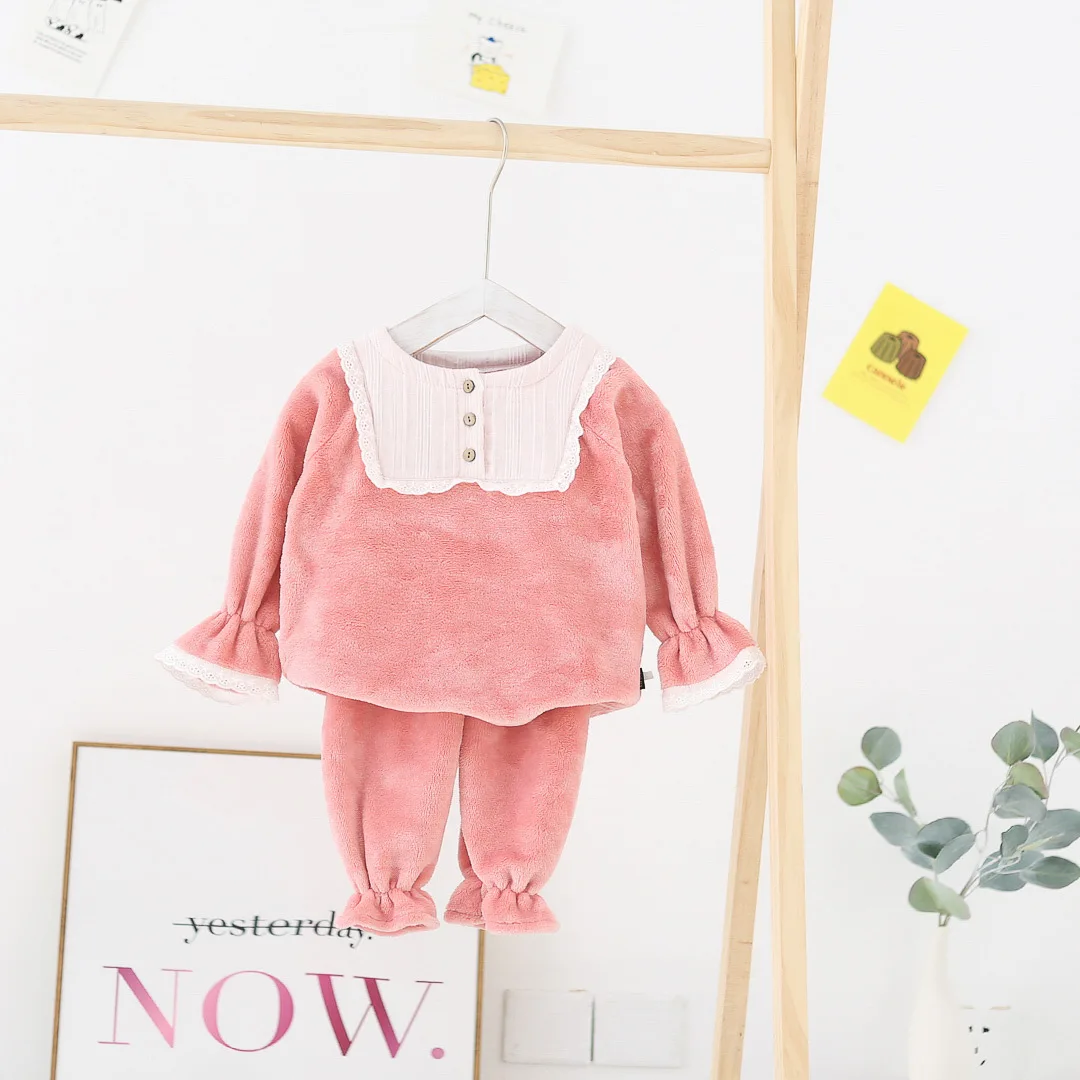 

Children Casual Pajamas Clothing Set Boys & Girls Flannel Sleepwear Suit Sets Kids Long-sleeved+Pant 2-Piece Cotton Pajamas Sets