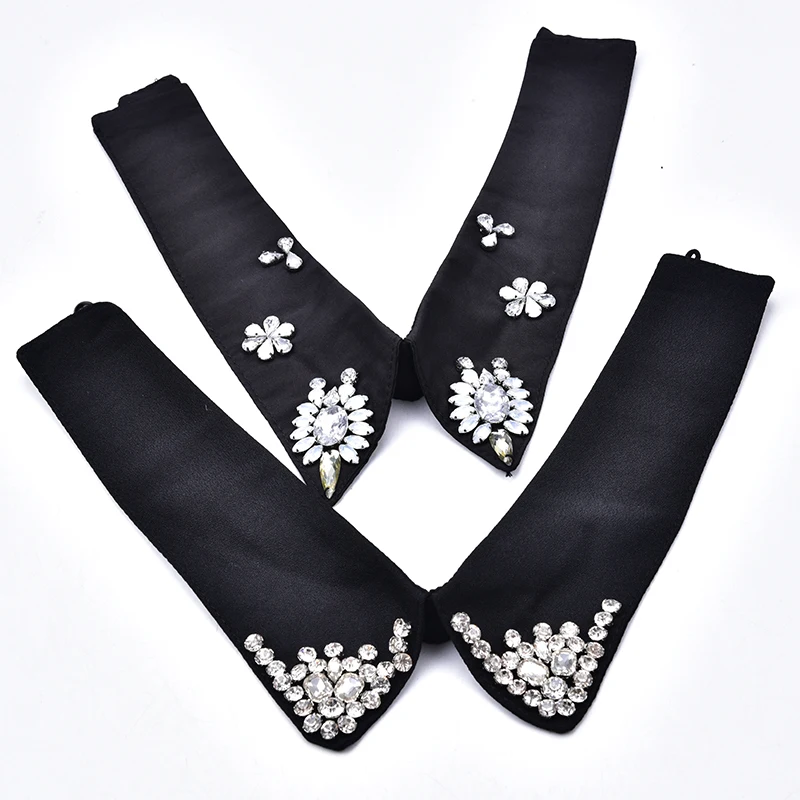 Новая стеклянная Футболка со стразами свитер воротник декоративные аксессуары