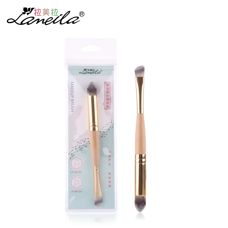 

Brown Double-ended Makeup Brush Soft Bristle Brush Blusher Highlighter Eyeshadow Powder Brushes Beauty Make Up Tools