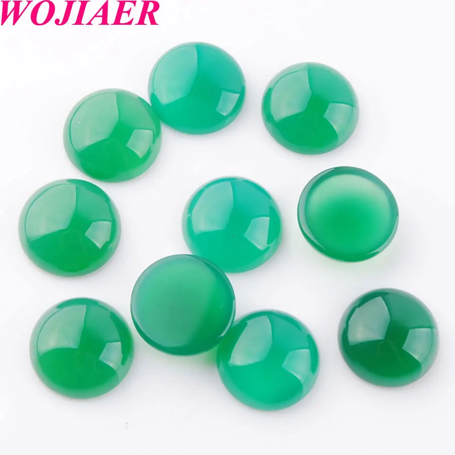 

WOJIAER Green Agates Gem Stones Round Cabochon CAB No Drill Hole 14x5mm Jewelry Making 50PCS PU8220