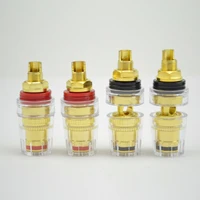 4pcs brass gold plated 4mm banana plug terminal binding post for speaker amplifier high quality red and black