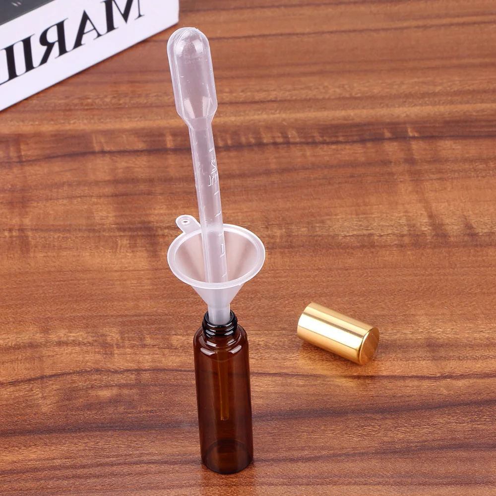 

8PCS 10ML Glass Essential Oils Roller Bottles Empty Perfume Roller Bottles with Opener Funnel Dropper (Lid Color for Random