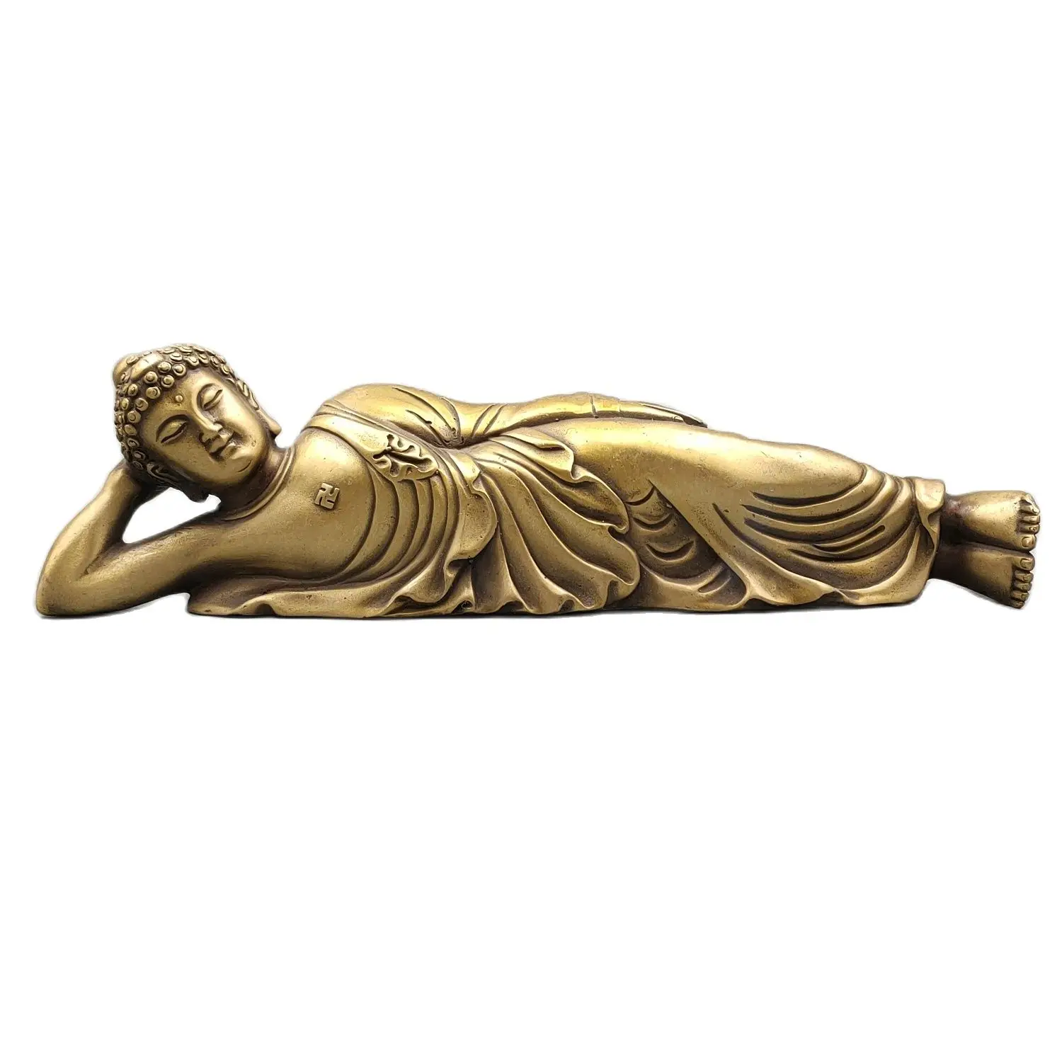 

Chinese Old Coper Handmade Sakyamuni Sleeping Buddha Statue, Home decoration Metal Crafts Christmas/holiday gifts