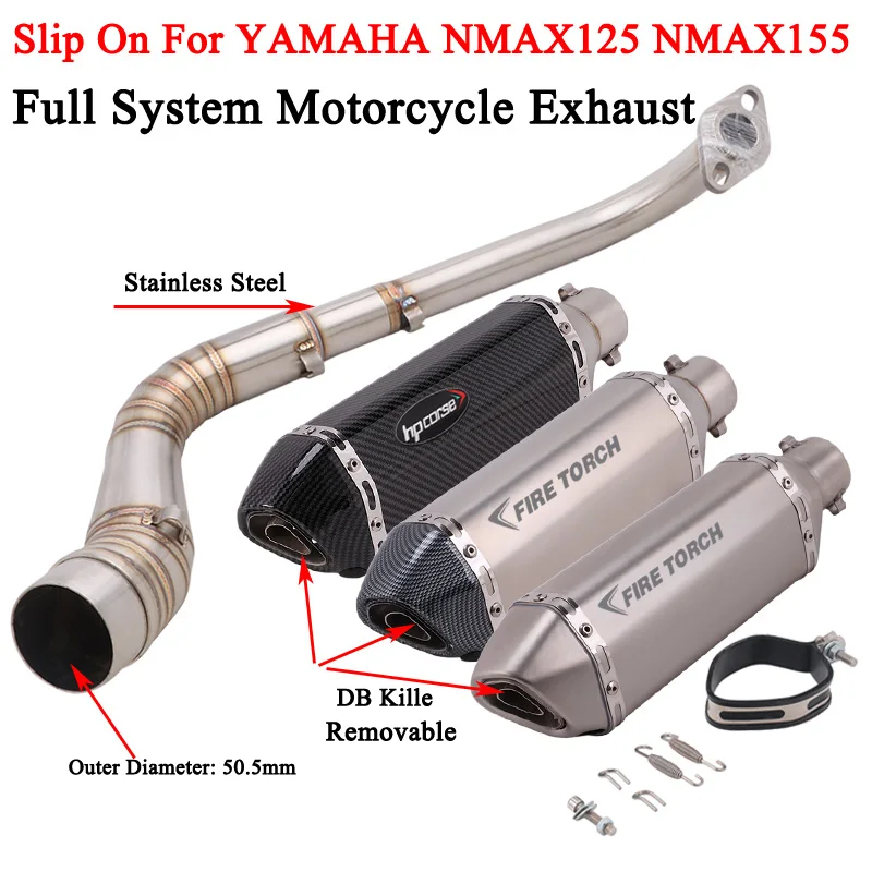 

Slip On Full System Motorcycle Exhaust Escape Modify Front Mid Link Pipe With Muffler DB Killer For NMAX125 NMAX155 NMAX 125 155