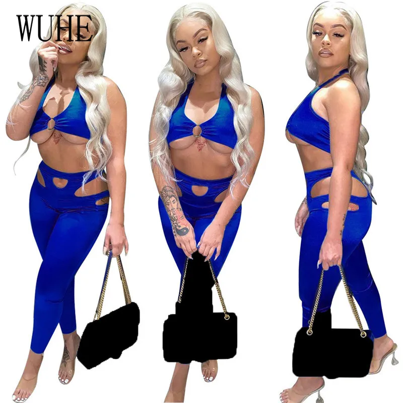 

Асимметричные костюмы KEXU из двух предметов с вырезами, топ без рукавов с V-образным вырезом и облегающие узкие брюки-карандаш, Повседневная ...