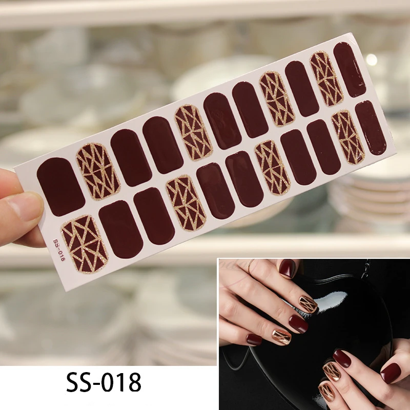 22 наклеек/лист Nail Art полное покрытие самоклеющиеся Стикеры для ногтей Фольга