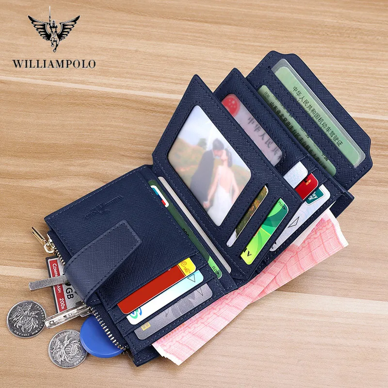 Мужской короткий кошелек из натуральной кожи WILLIAMPOLO модный компактный воловьей