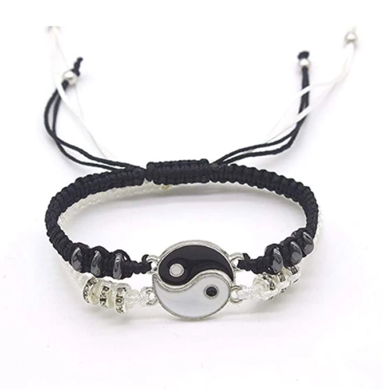 

2Pcs Tai Chi Bff Friendship Best Friend Bracelets Lovers Yin Yang Bracelets Set 652B