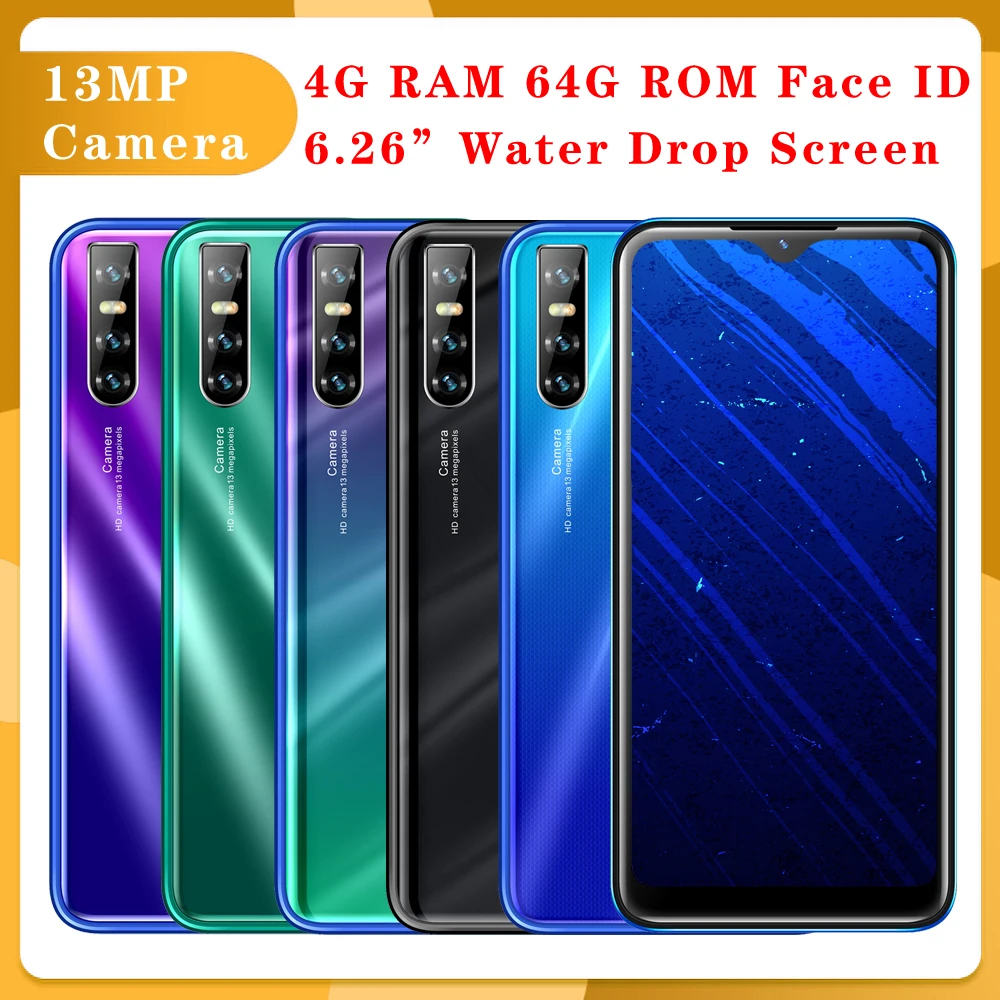 

F2 Pro 4GB RAM 64GB ROM 6.26'' Water drop screen 13MP quad core smartphone face ID unlocked Android mobile phones celulares wifi