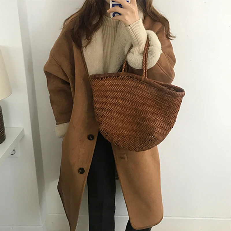 South Korea chic French style coats women winter loose thick wool cotton-padded jacket out wear female clothing parkas 10151# | Женская