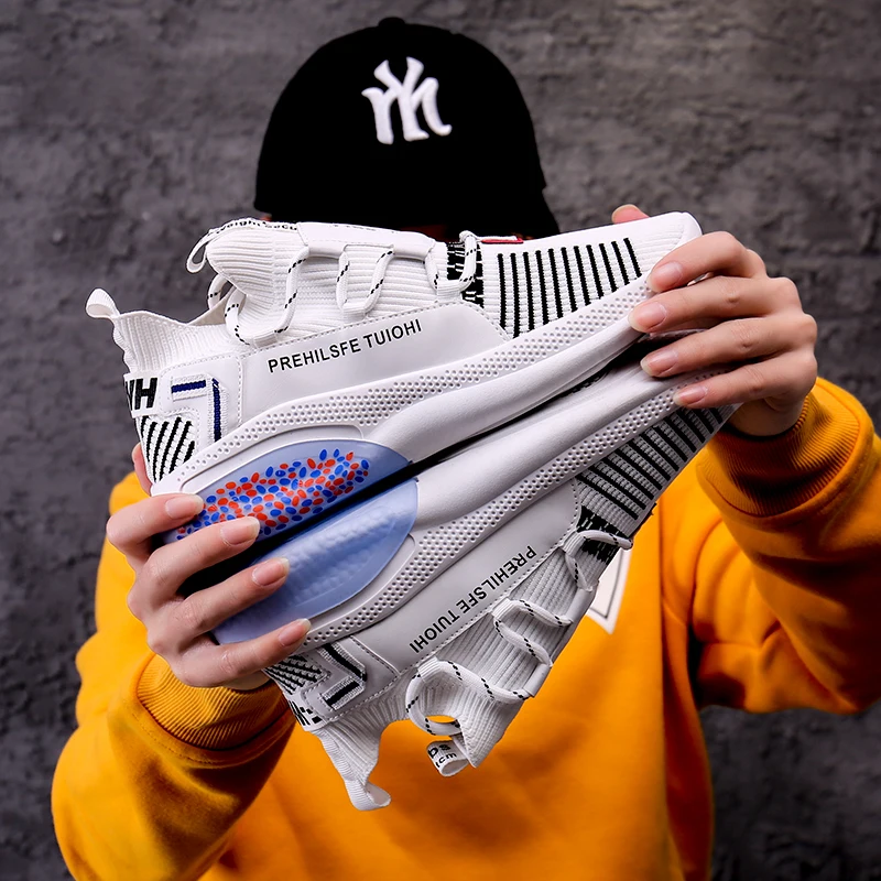 Мужские кроссовки летучая ткань дышащие для бега повседневные уличные Легкие