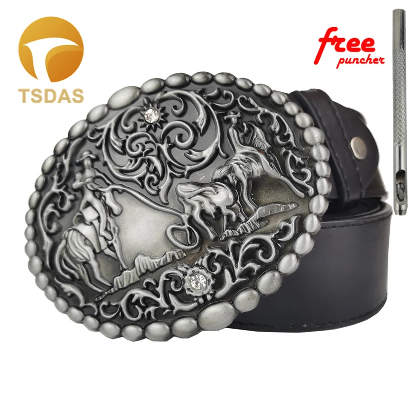 Западная ковбойская джинсовая Подарочная пряжка для ремня с серебряным