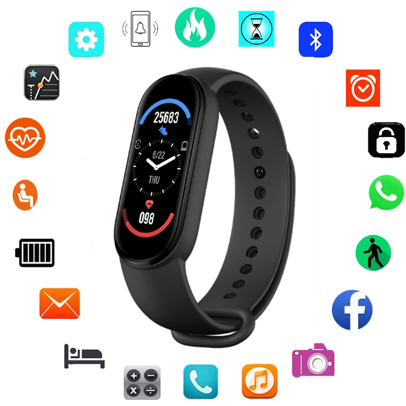 

2021 New Hot M6 Smart Watch Men Women Fashion Heart Rate Monitor Blood Pressure Fitness Tracker Smartwatch Smartband Clock