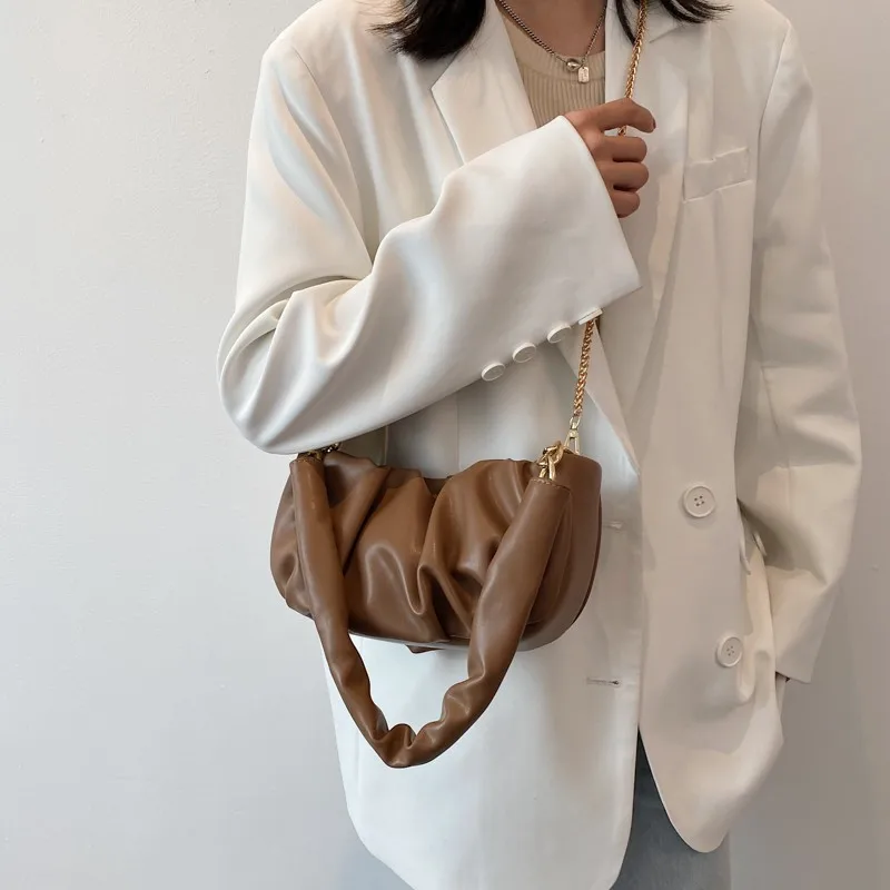 

2021 New Ladies Chain Shoulder Bag Solid Color Fold Messenger Bag Fashion Trend Handbag Wallet Mobile Phone Bag
