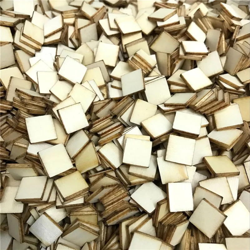 

300PCS 10/20/30/40/50mm Blank Wood Squares Wood Pieces Unfinished Round Corner Square Wooden Cutouts for DIY Arts Craft
