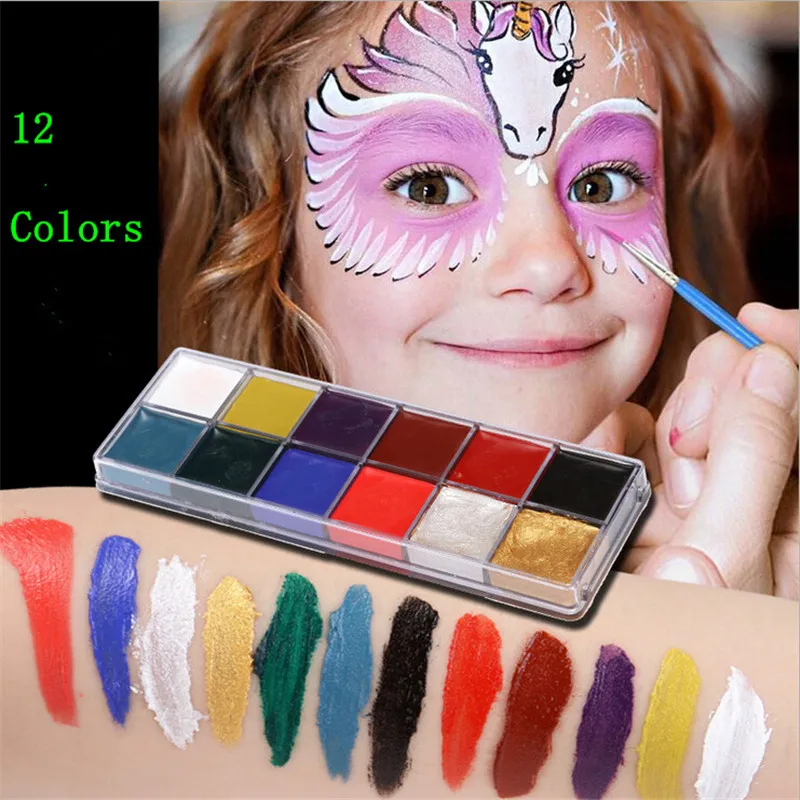

12 Colors Body Painting Play Clown Face Body Art Painting Oil Painting Tattoo Halloween Party Makeup Cosmetic Bodypainting