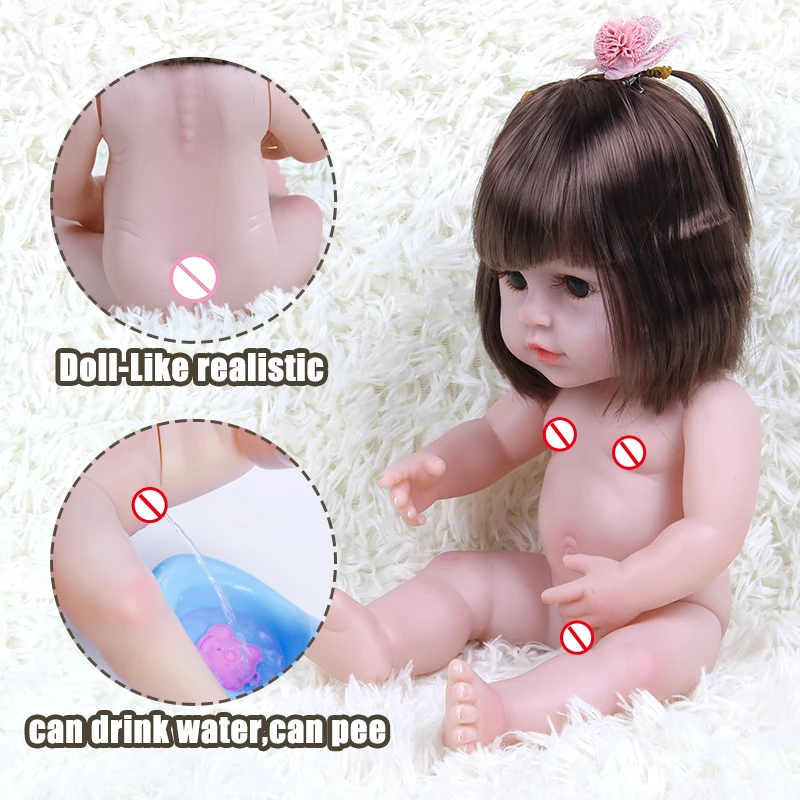 Реалистичная силиконовая кукла реборн для девочек виниловая купания с питьевой