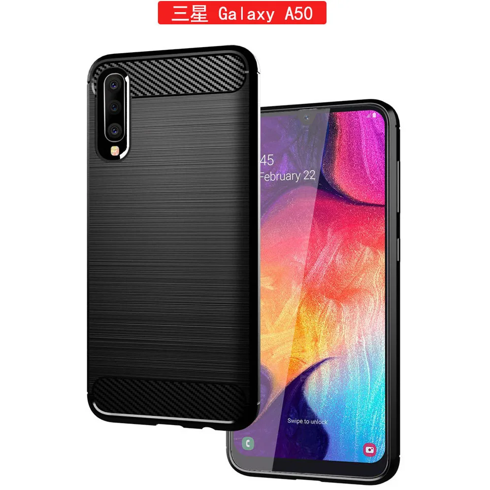 Чехол для samsung Galaxy A50 чехол s Силиконовый ТПУ углеродное волокно мягкий силикон 6 4