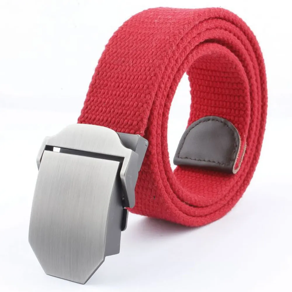 Red Plain-buckle Популярные ремни 110 см 140 см военный холщовый ремень для мужчин и женщин ремни с пряжкой США роскошный спортивный джинсовый ремень на каждый день Cintos - Цвет: Red Plain-buckle