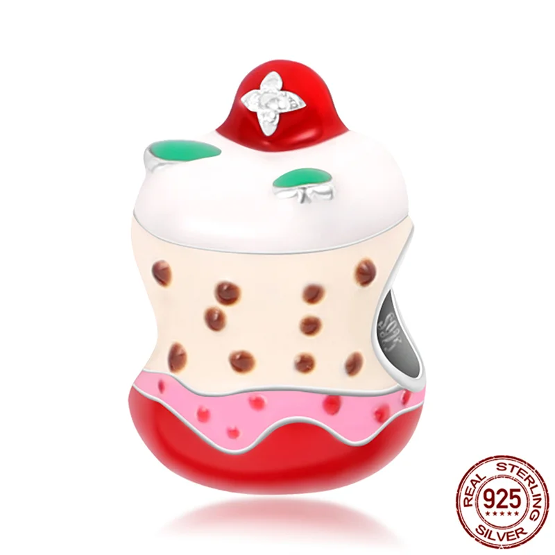 

Strawberry Cake Beads&Charm 100% 925 Sterling Silver Fit Original 3mm Bracelet&Bangle Making Fashion DIY Jewelry For Women