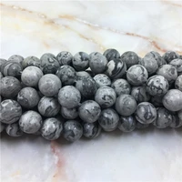 wholesale 4 6 8 10mm natural gray map stone beads top quality round smooth mix gray gem for jewelry making diy bracelet necklace