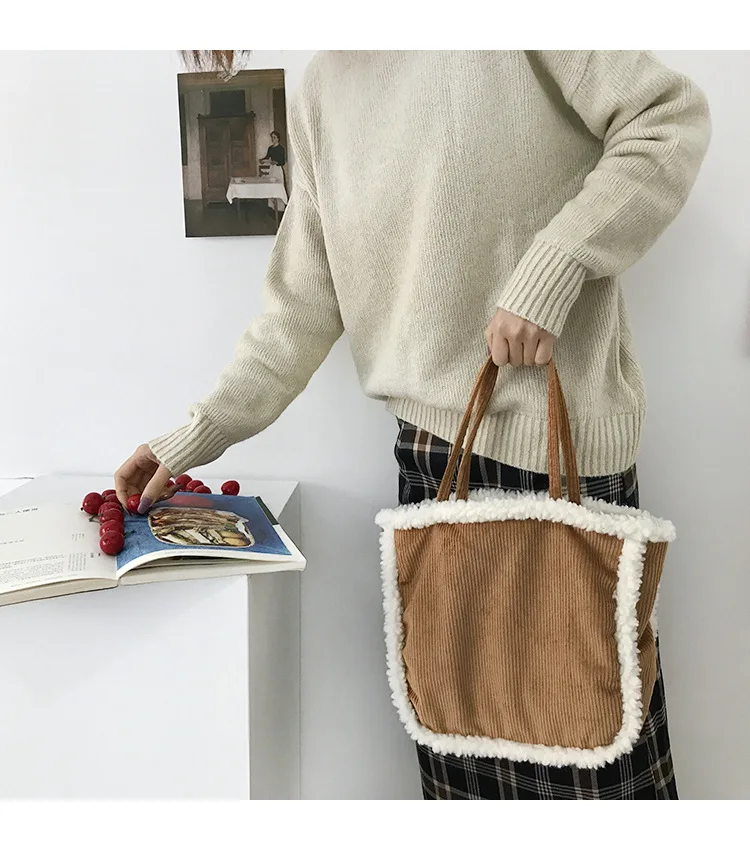 2019 Рождественская зимняя женская сумка через плечо молочный вельвет Лоскутная