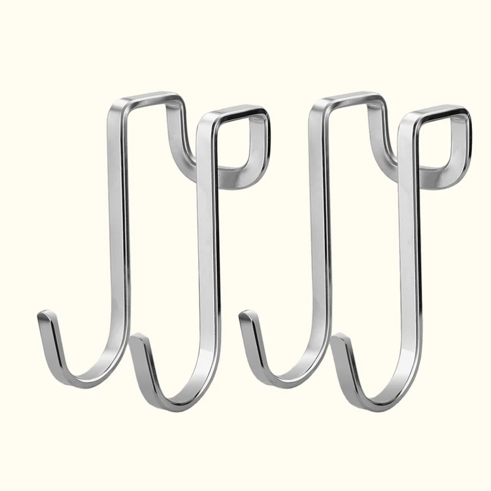

2pcs Punch Free Door Back Hooks S-shaped Key Bag Hook Coat Holder Hook Grocery Storage Hook for Home Living Room (Silver)