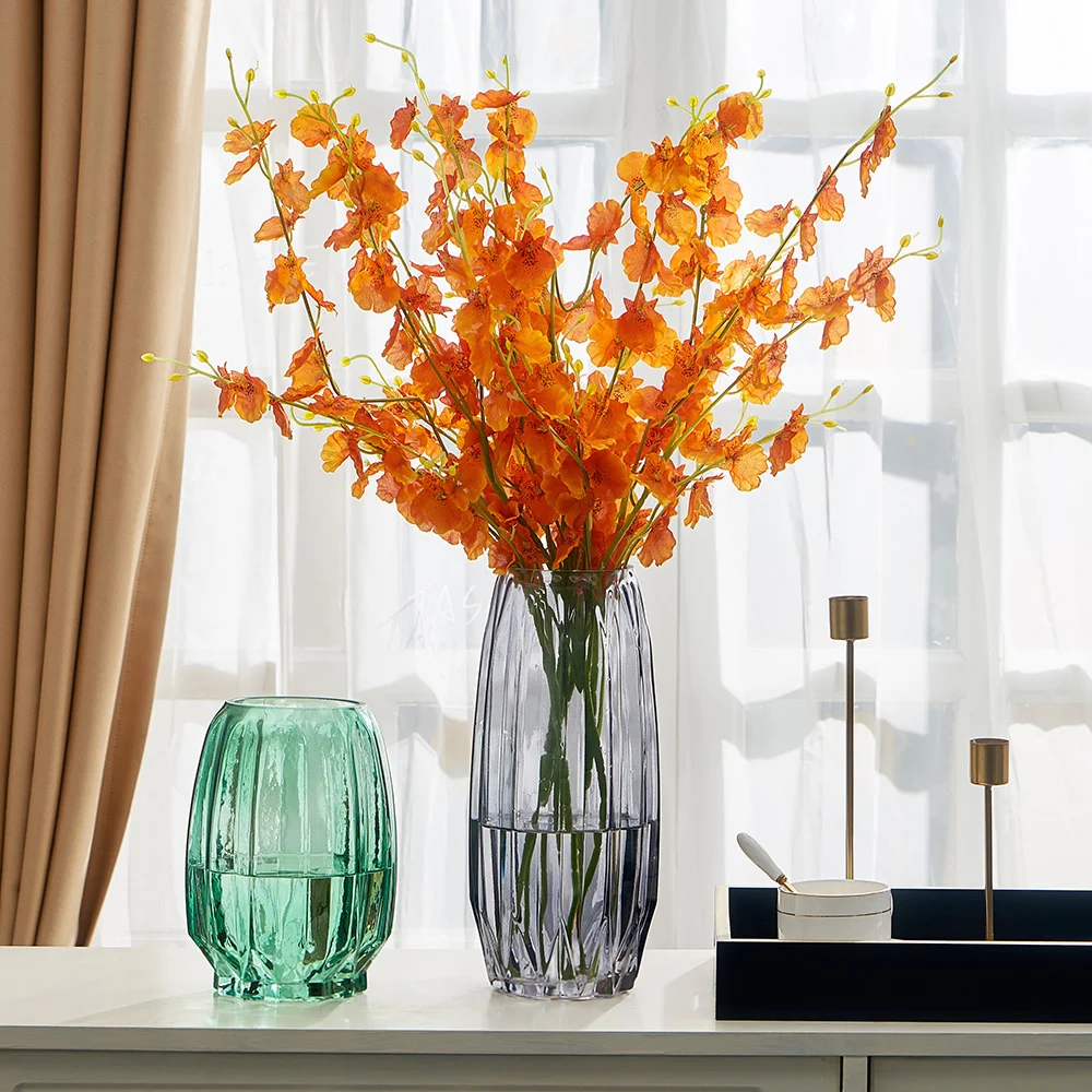 

Прозрачная стеклянная ваза в скандинавском стиле, цветы для украшения в вазе, украшение для стола, гостиной, современные аксессуары для дом...
