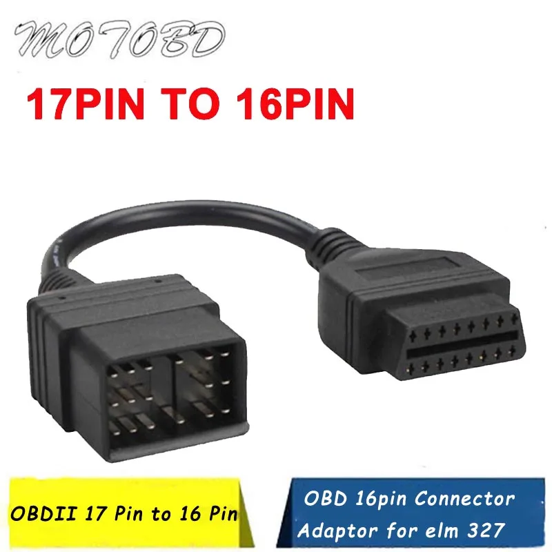 OBD 17 Pin 17Pin мужской to OBD2 OBDII DLC 16 16Pin Женский адаптер автомобильного
