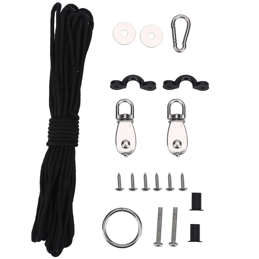 

Stable Kayak Canoe Anchor Trolley Kit System with Pulley Pad Eye Ring Hook Accessory Set