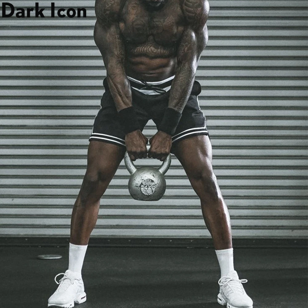 

Dark Icon Mesh Material Jersey Shorts Men Summer High Street Men's Shorts Color Block Ribbon Shorts for Man