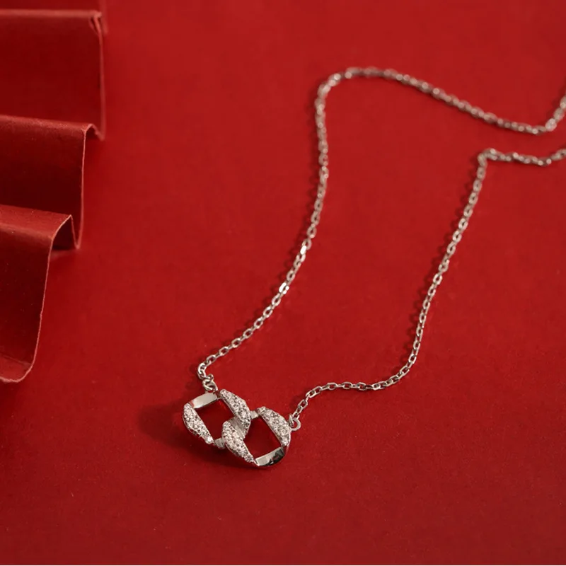 

925 стерлингового серебра звено цепи циркон очаровательный крестик-кулон колье ожерелье для женщин, ювелирные изделия для девушек, dz635