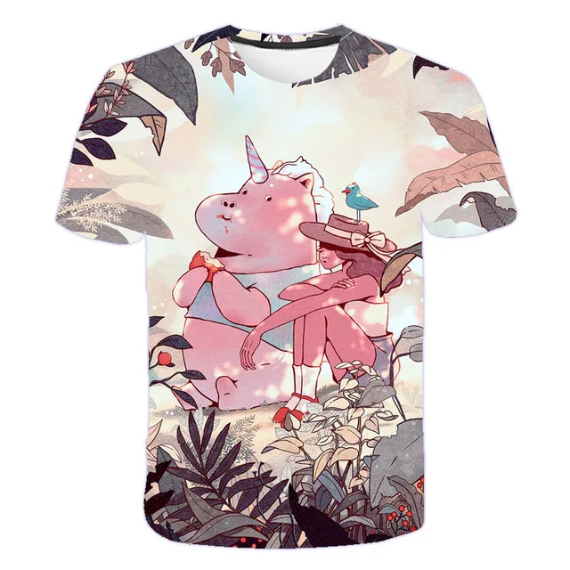 

Summer 2021 Child Comfort Fashion Jogging Short Sleeve Round Collar T-shirt Loose Casual Pure Color Couples 3D Print Tops