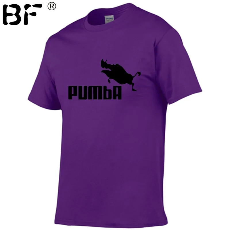 purple PUMBA(Пумба) Для мужчин футболка мужская, с коротким рукавом хлопчатобумажные Топы крутая футболка летний Трикотажный костюм футболка - Color: purple