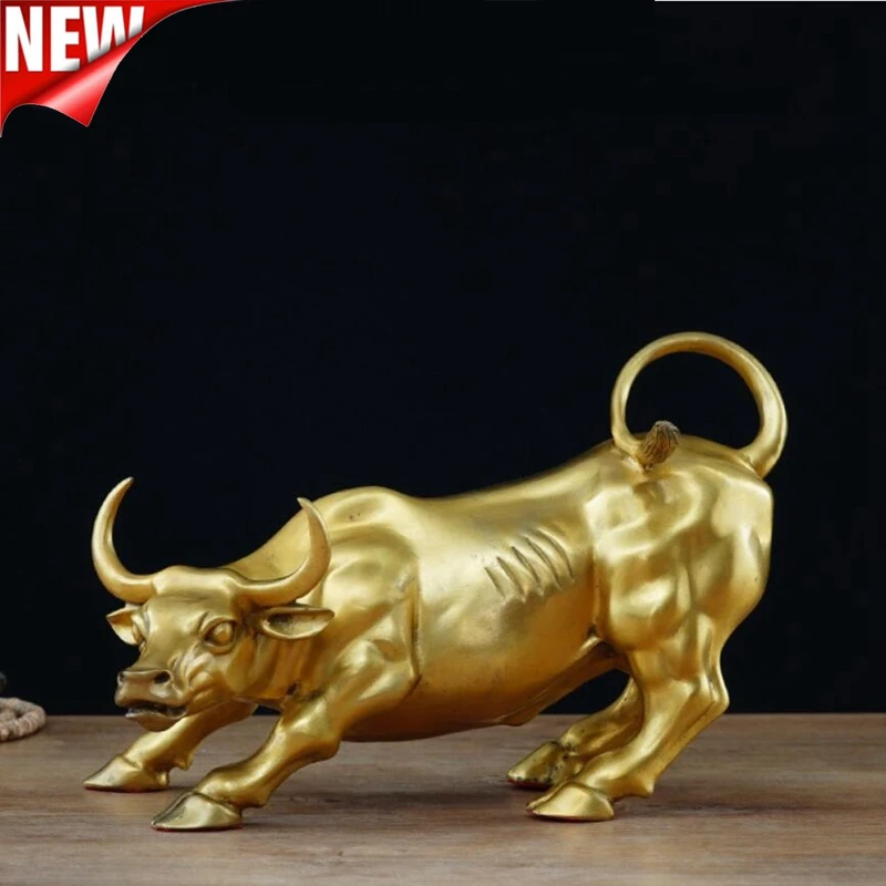 5 размеров Золотой Уолл стрит бык фигурка Скульптура зарядки Фондовый рынок