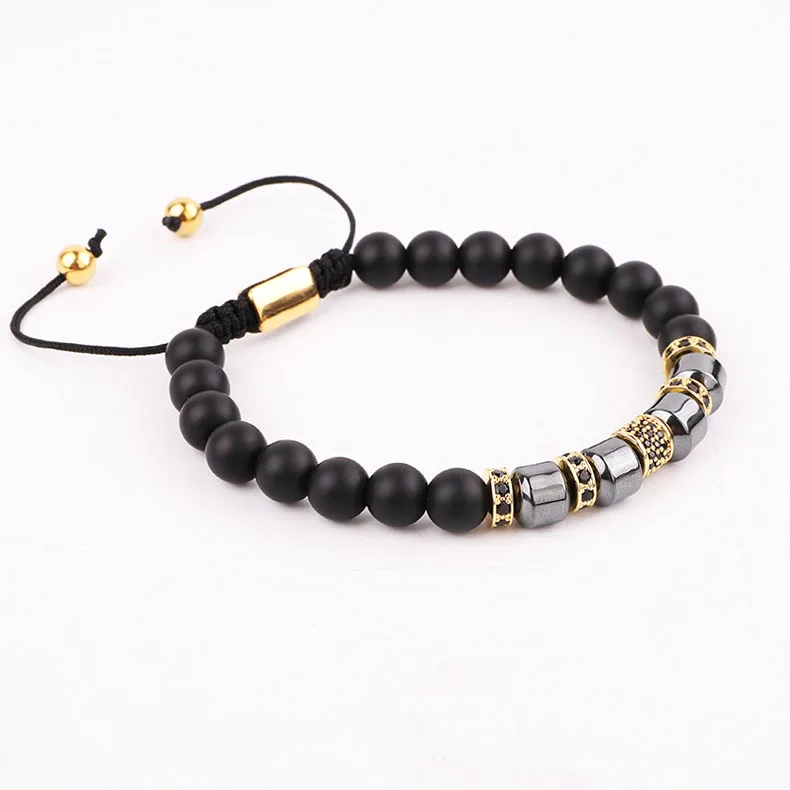 Новый дизайн мужской браслет из гематита с натуральным камнем микрозакрепкой