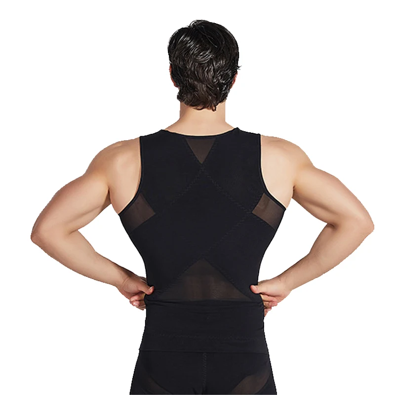 Men's Compression Abdomen Shirt for Body Shaper Slimming Vest Tight Tummy Underwear Gym Workout Tank Top with Zipper Weight loss