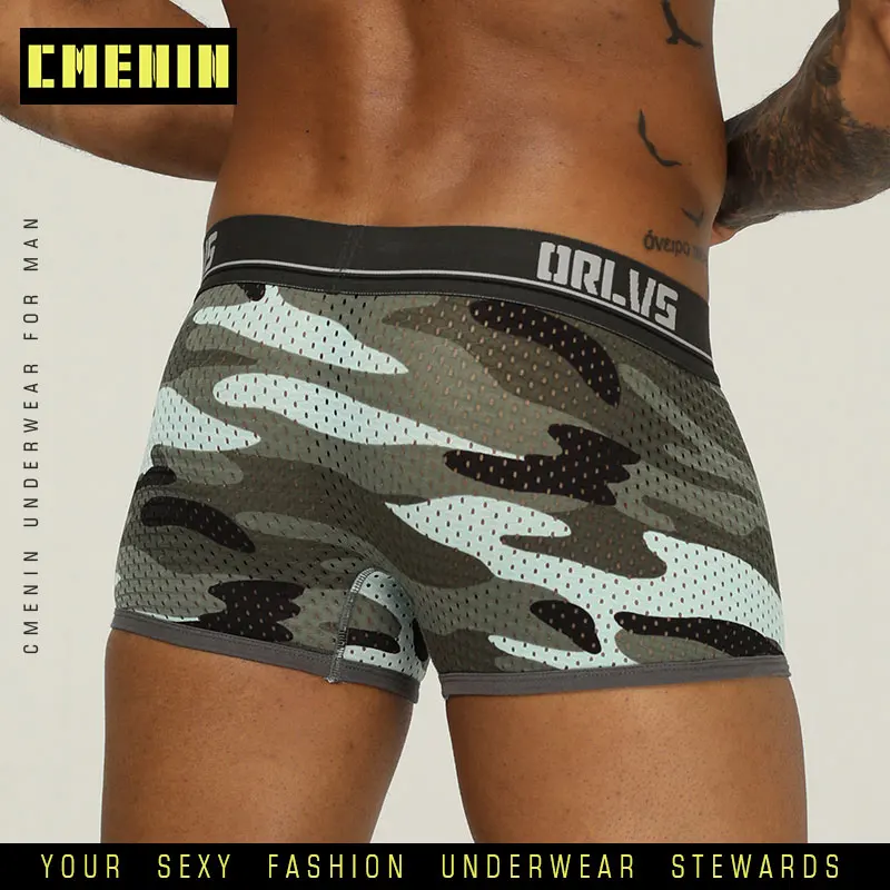 OR191-Gray Нижнее белье с героями мультфильмов, мягкие, cueca masculina, мужские сексуальные сетчатые трусы-боксеры из Ice Silk, четыре цвета, мужские шорты с u-образным мешочком, одноцветные Cuecas OR191 - Цвет: OR191-Gray