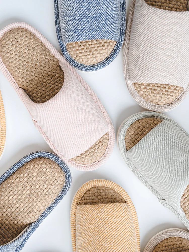 

Youdiao linen Slippers For Men Floor Indoor Summer Shoes Cotton Mute Home slipper Women Non-slip Japanese Stylish Slides Solid