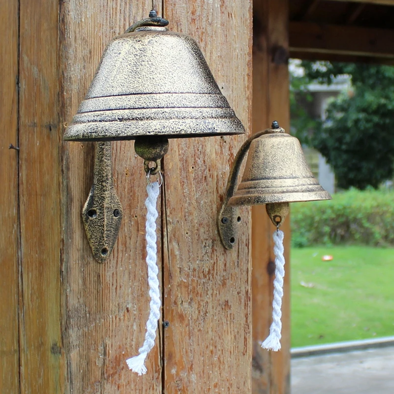 

Pastoral Style Cast Iron Doorbell Hanging Wall Decoration Iron Bell-oversized Bell Diameter 18cm