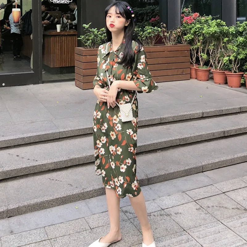 Женское шифоновое платье с круглым вырезом коротким рукавом бабочкой и