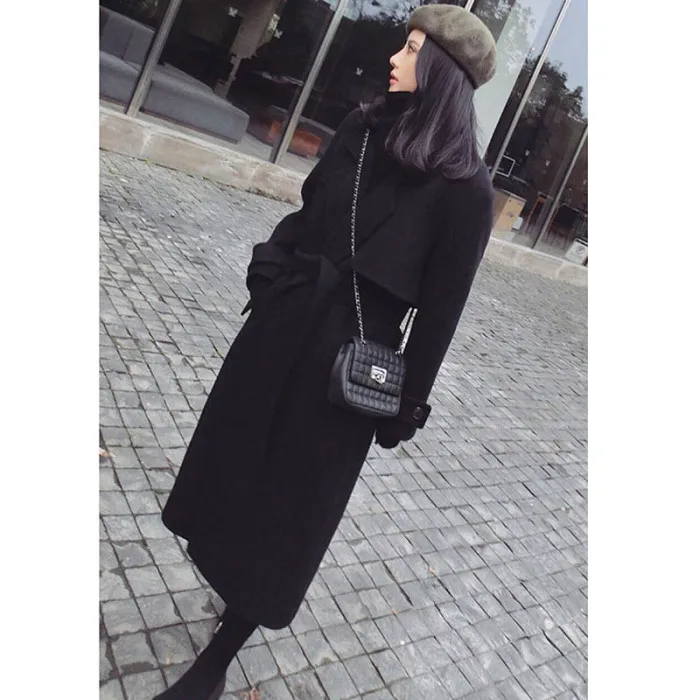 Women Autumn Winter Lapel Long Sleeve Longline Coat Slim Fit Long Coat JS25