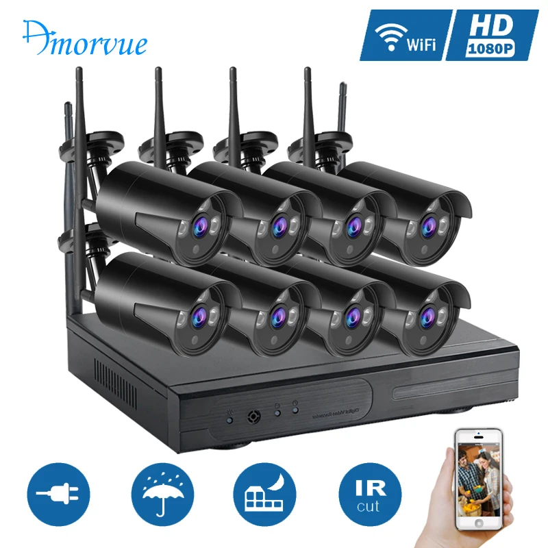 Камера видеонаблюдения 8 каналов 1080P Wi Fi 2 мегапиксельная водонепроницаемая