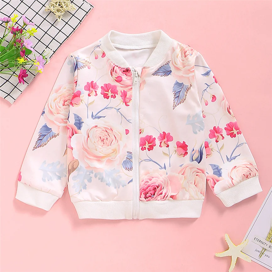 Куртка для девочек 2020 Одежда маленьких Топы на молнии с длинными рукавами и