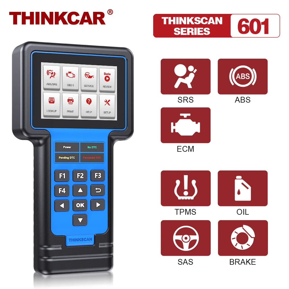

THINKCAR THINKSCAN 601 универсальный сканер OBD 2 Автомобильный диагностический инструмент считыватель кодов ABS SRS ECM система масляный TPMS тормоз SAS сбро...