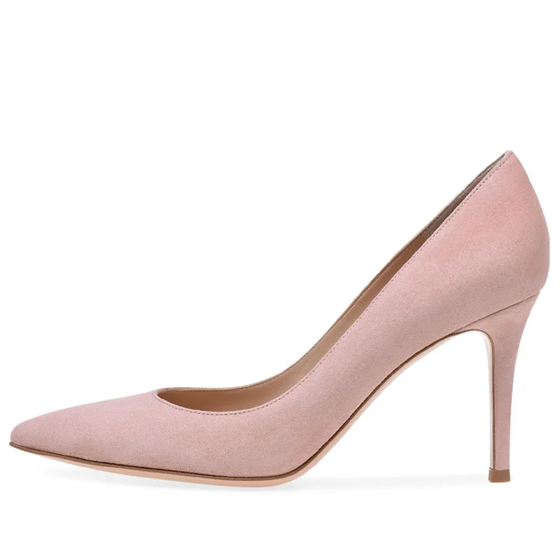 

Classic Pointed High Heels Women Suede Solid Color Office Shoes Elegant Wedding Shoes Dress Shoes Large Shoes 34-45